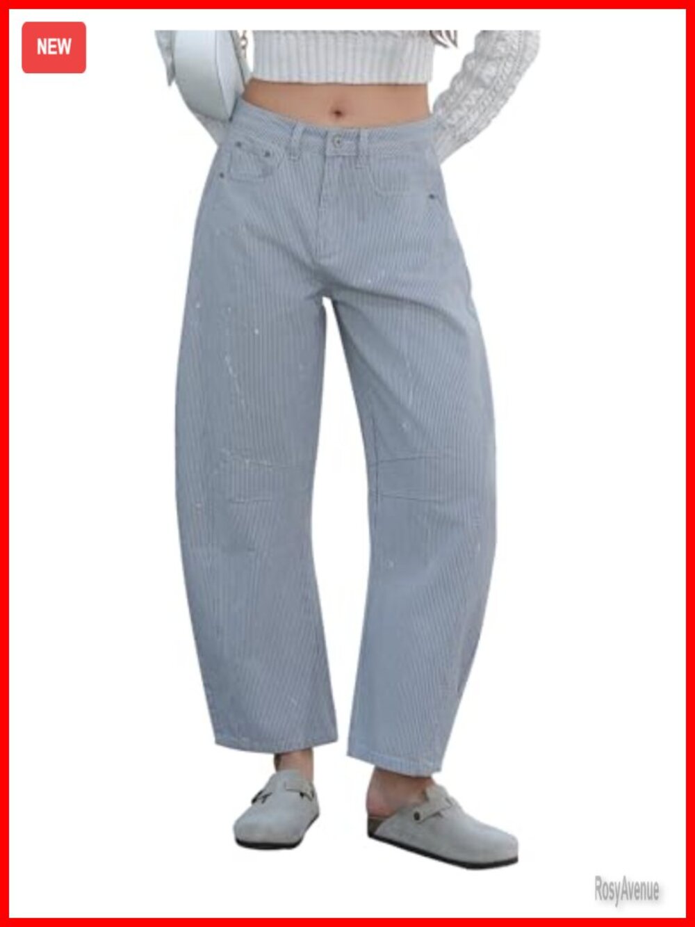 Kedera Stripe Barrel Jeans Loose Wide Leg Baggy Boyfriend Mid Waist